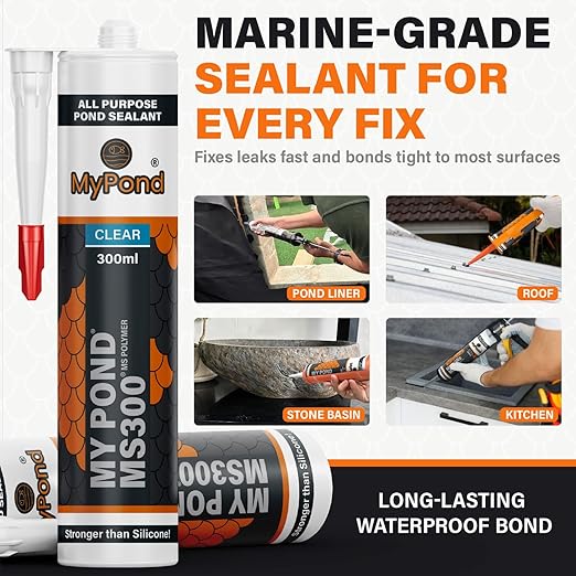 mypond ms300 being used to fix roofs pond stone and kitchen