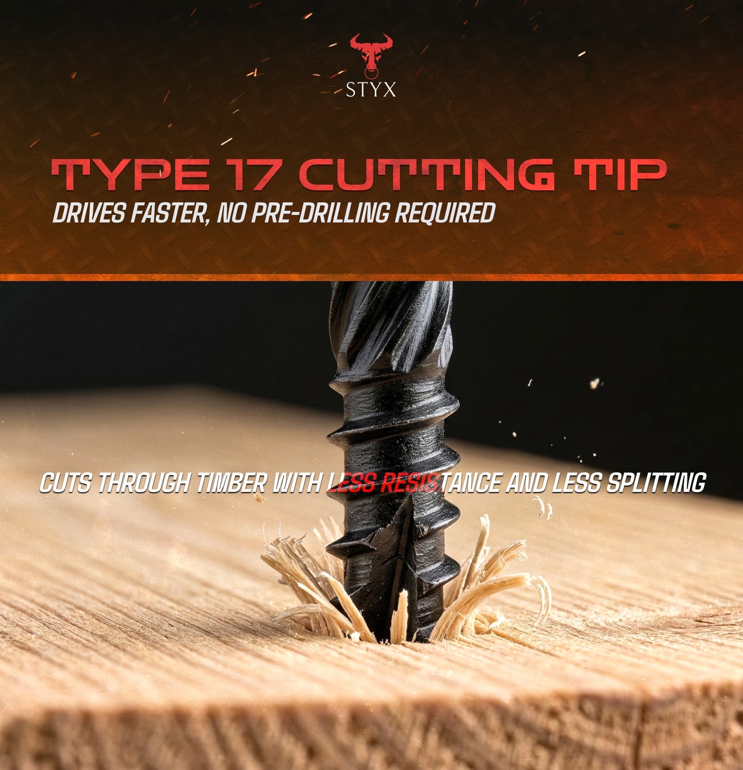 Sleeper Timber Screws Box 50 - 150mm x 6.3mm with type 17 cutting tip and knurl