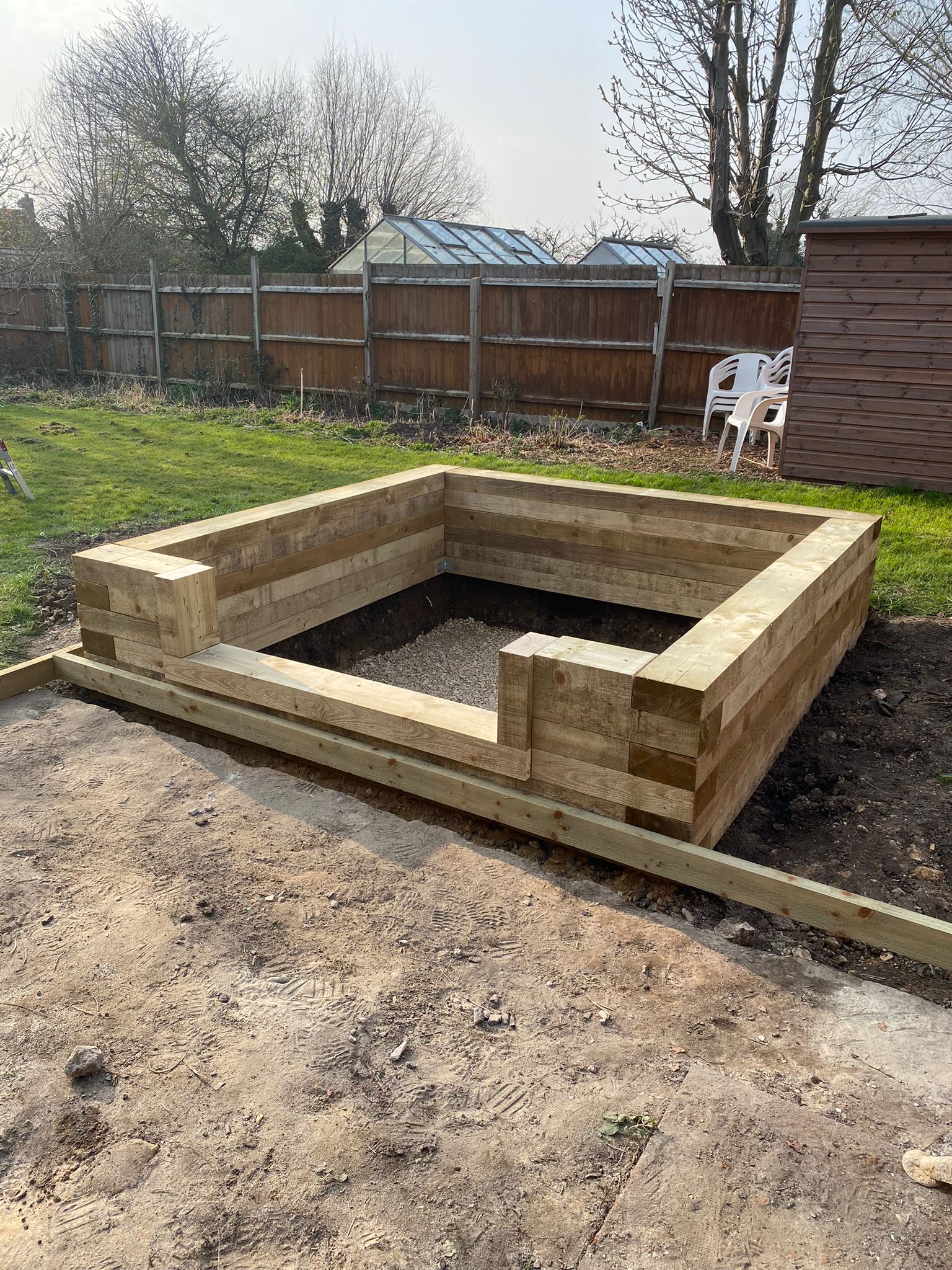 Load video: building a railway sleeper pond kit by CWD pond