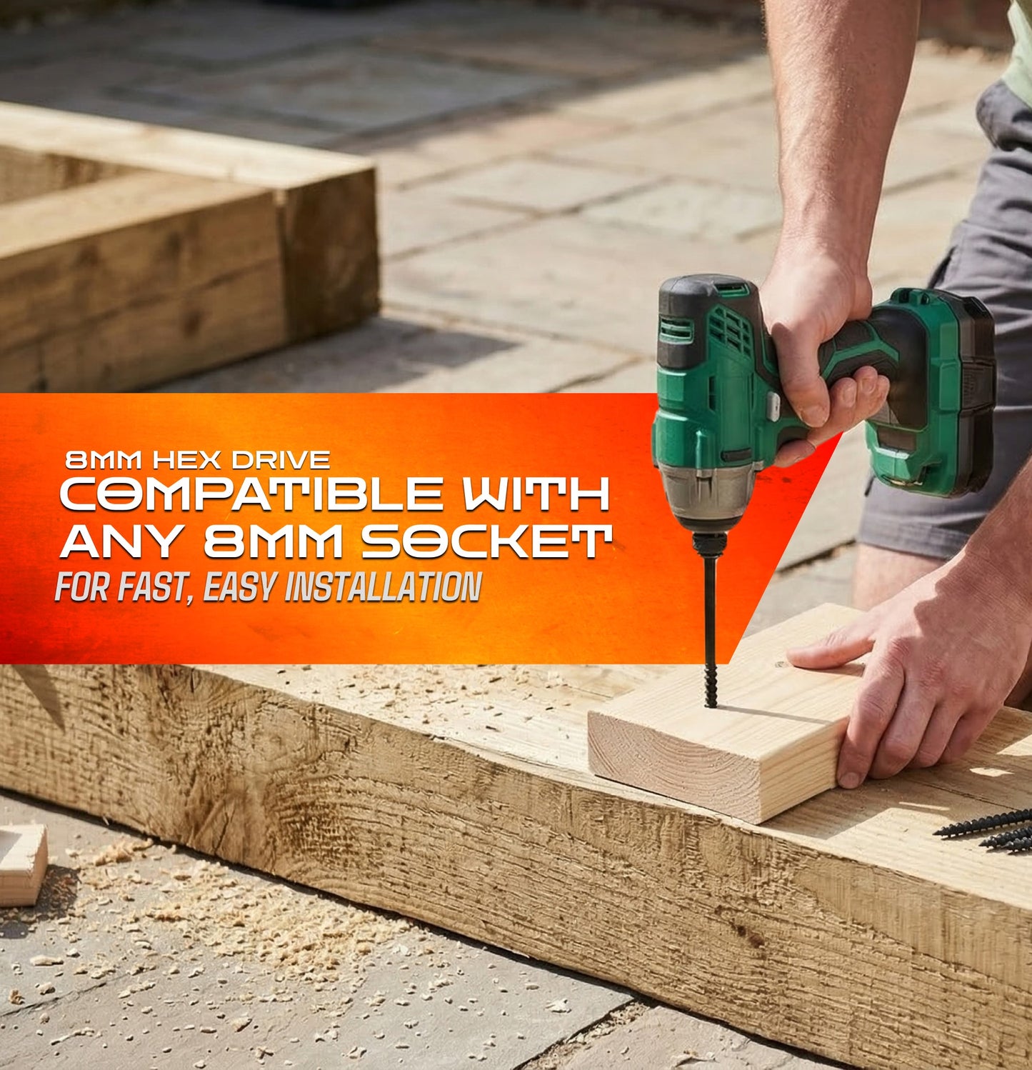 Sleeper Timber Screws Box 50 - 150mm x 6.3mm with type 17 cutting tip and knurl